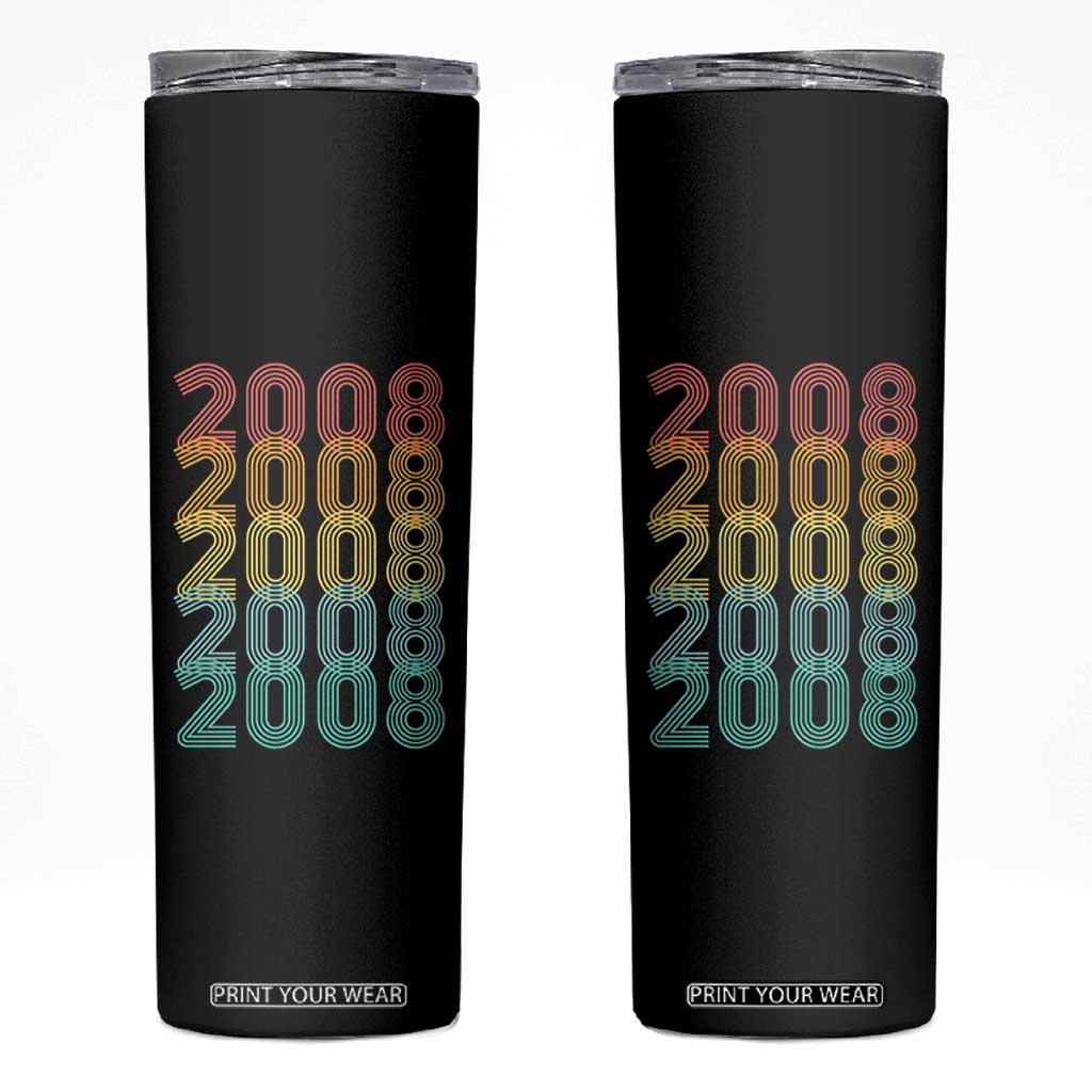 18th Birthday Skinny Tumbler Vintage 2008 Retro 18 Years Old Birthday TS11 Black Print Your Wear