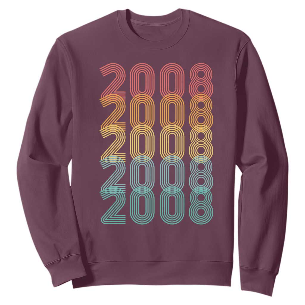 18th Birthday Sweatshirt Vintage 2008 Retro 18 Years Old Birthday