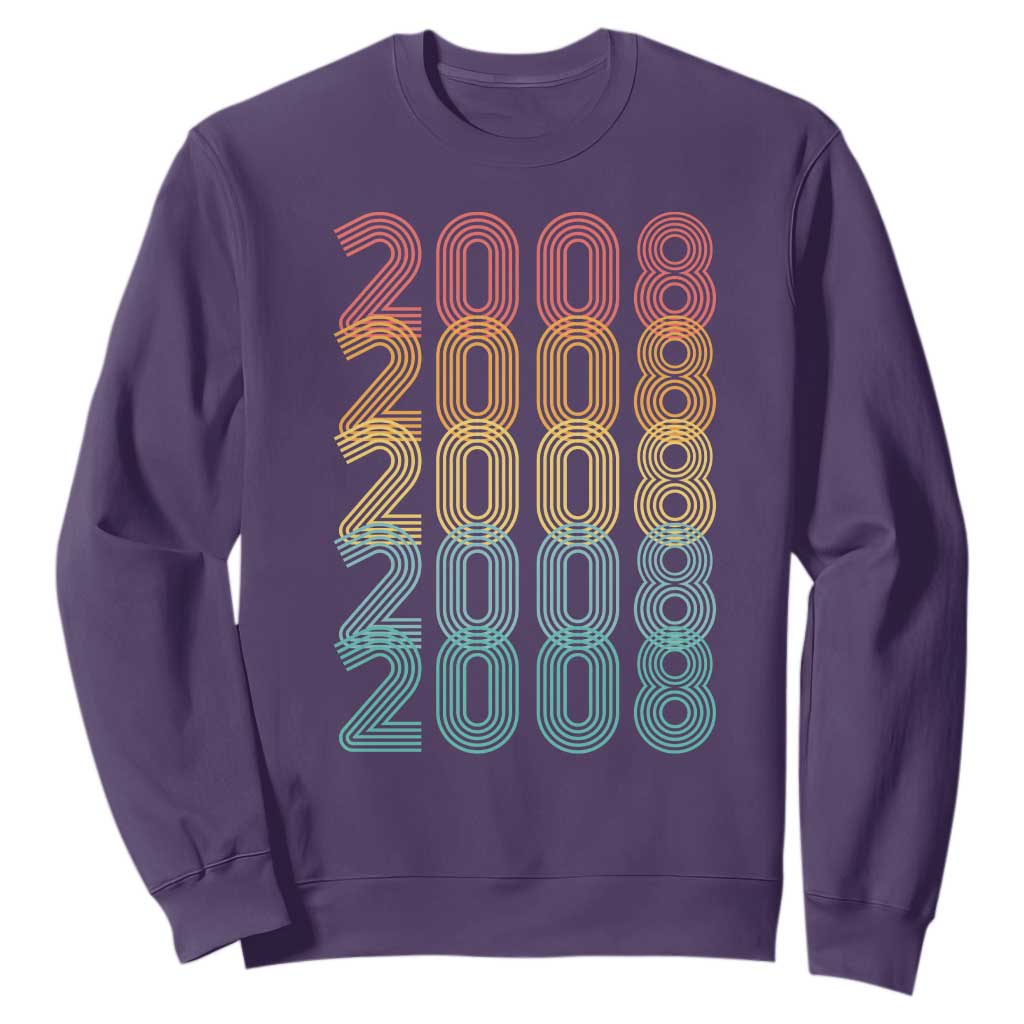 18th Birthday Sweatshirt Vintage 2008 Retro 18 Years Old Birthday