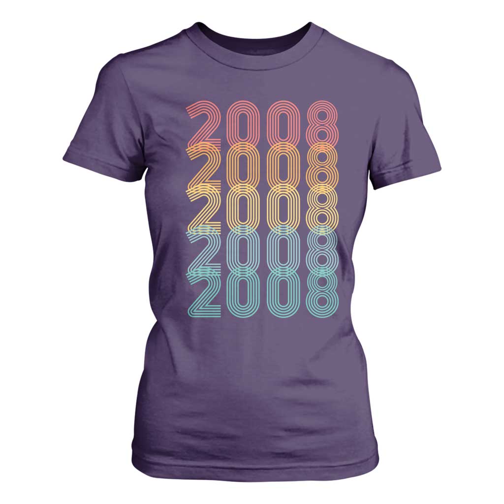 18th Birthday T Shirt For Women Vintage 2008 Retro 18 Years Old Birthday
