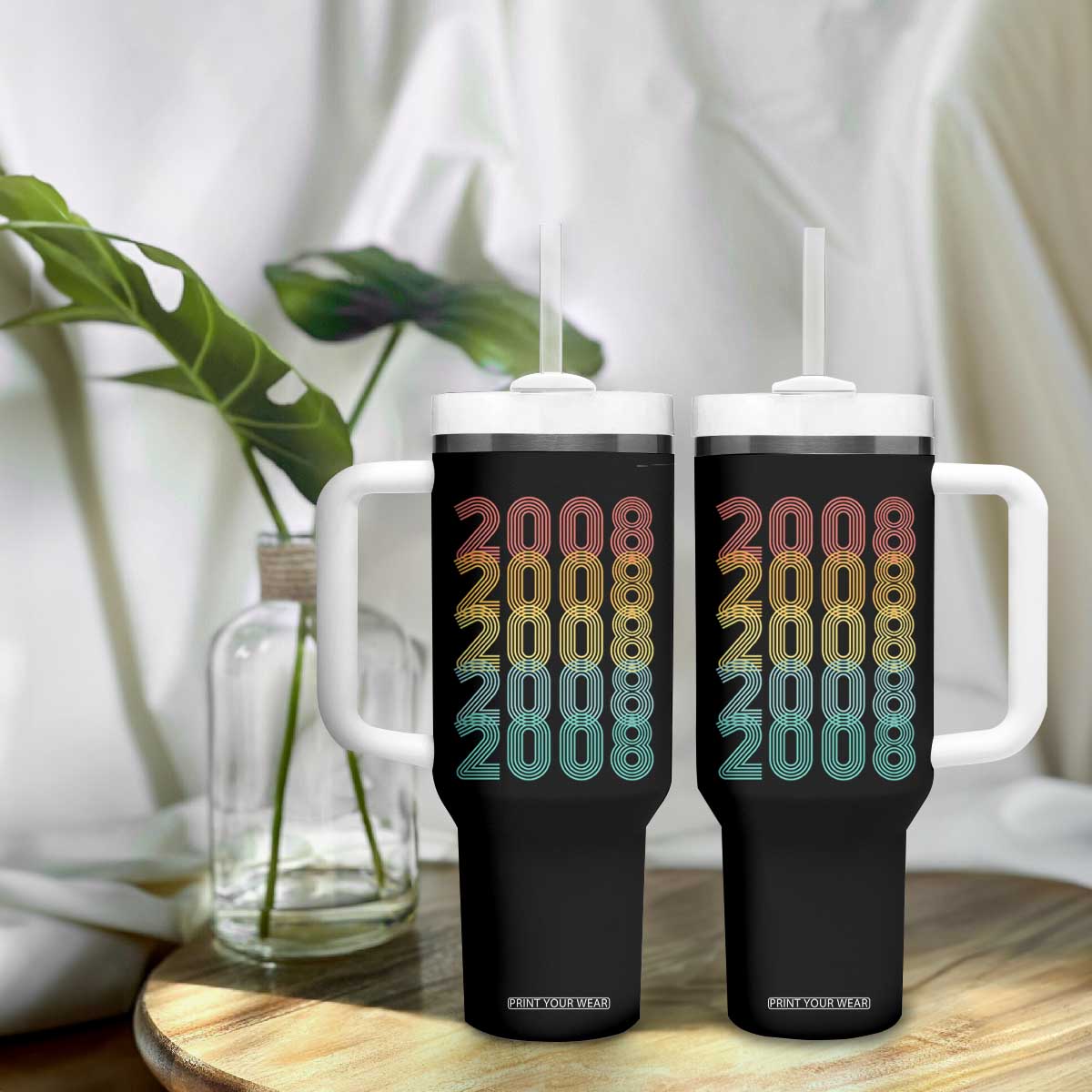 18th Birthday Tumbler With Handle Vintage 2008 Retro 18 Years Old Birthday
