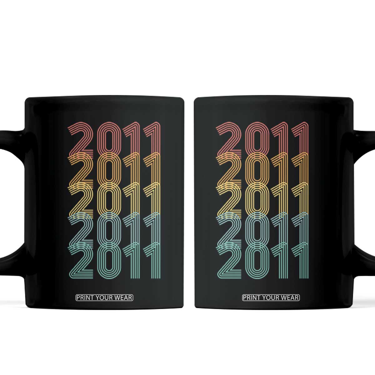 15th Birthday Coffee Mug Vintage 2011 Retro 15 Years Old Birthday TS11 Black Print Your Wear