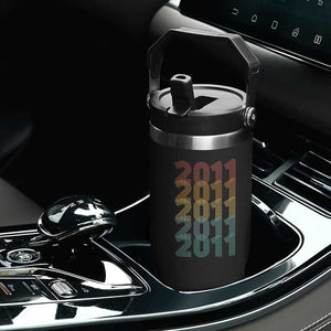 15th Birthday Flip Straw Tumbler Vintage 2011 Retro 15 Years Old Birthday