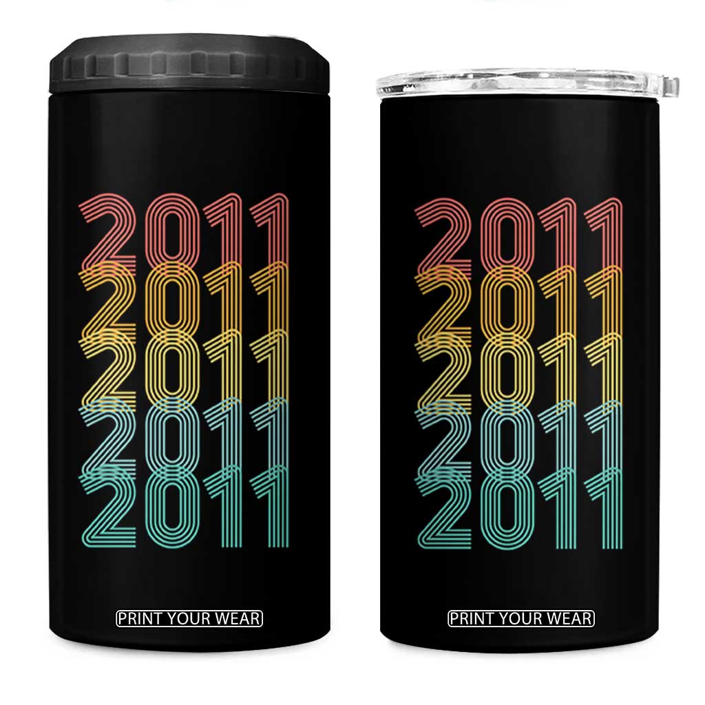 15th Birthday 4 in 1 Can Cooler Tumbler Vintage 2011 Retro 15 Years Old Birthday