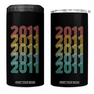 15th Birthday 4 in 1 Can Cooler Tumbler Vintage 2011 Retro 15 Years Old Birthday