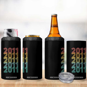 15th Birthday 4 in 1 Can Cooler Tumbler Vintage 2011 Retro 15 Years Old Birthday