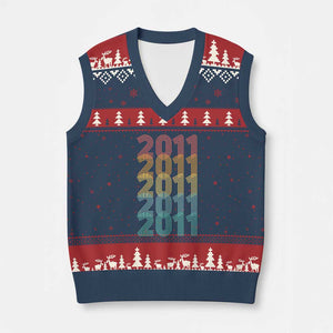 15th Birthday V-Neck Knit Sweater Vest Vintage 2011 Retro 15 Years Old Birthday