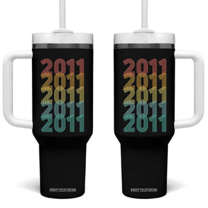 15th Birthday Tumbler With Handle Vintage 2011 Retro 15 Years Old Birthday