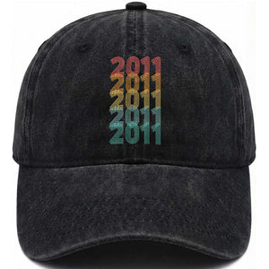 15th Birthday Washed Cotton Baseball Cap Vintage 2011 Retro 15 Years Old Birthday