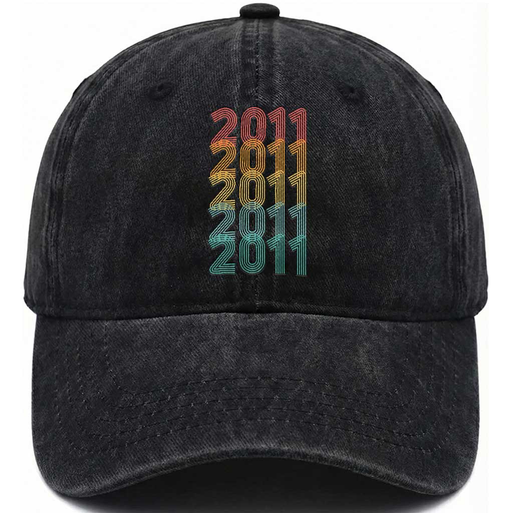 15th Birthday Washed Cotton Baseball Cap Vintage 2011 Retro 15 Years Old Birthday TS11 Print Your Wear