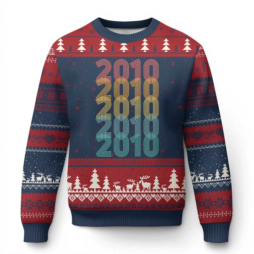 16th Birthday Ugly Christmas Sweater Vintage 2010 Retro 16 Years Old Birthday TS11 Navy Red Print Your Wear