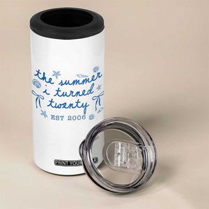 The Summer I Turned Thirty Funny 30th Birthday Est 1996 4 in 1 Can Cooler Tumbler Summer Coastal Birthday Seashell Bow