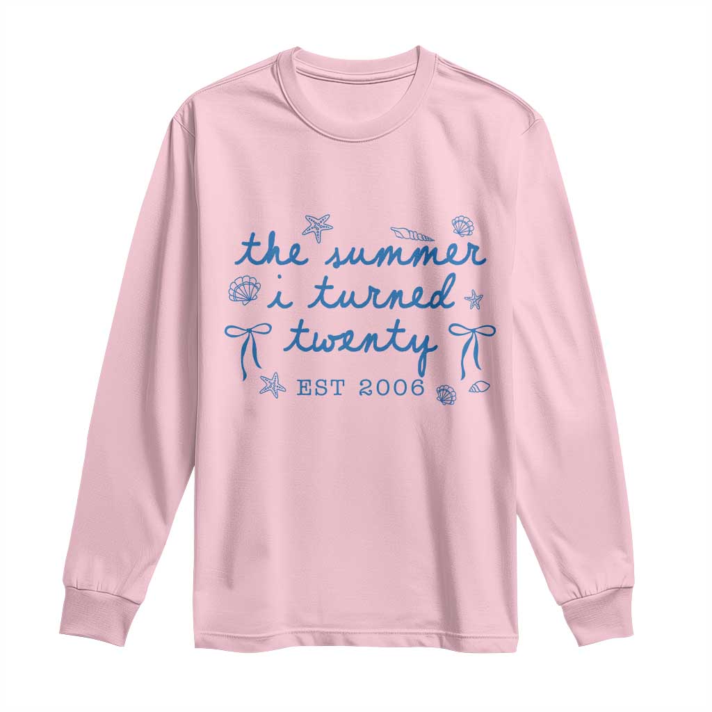 The Summer I Turned Thirty Funny 30th Birthday Est 1996 Long Sleeve Shirt Summer Coastal Birthday Seashell Bow