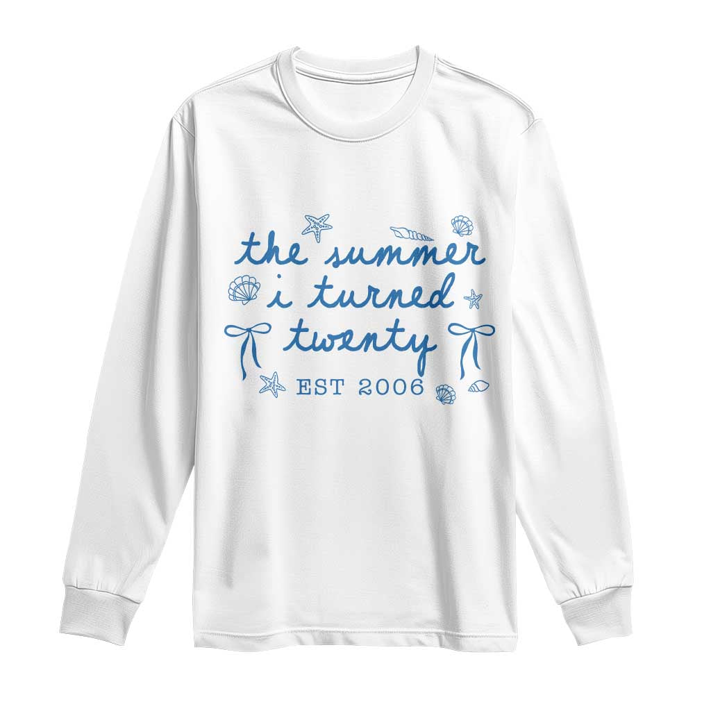 The Summer I Turned Thirty Funny 30th Birthday Est 1996 Long Sleeve Shirt Summer Coastal Birthday Seashell Bow TS11 White Print Your Wear