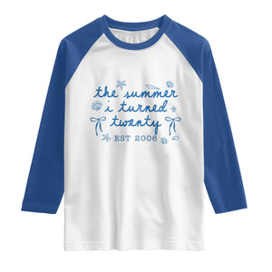 The Summer I Turned Thirty Funny 30th Birthday Est 1996 Raglan Shirt Summer Coastal Birthday Seashell Bow