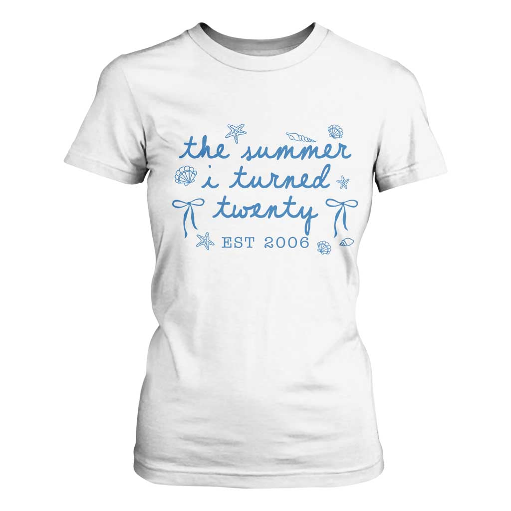 The Summer I Turned Thirty Funny 30th Birthday Est 1996 T Shirt For Women Summer Coastal Birthday Seashell Bow