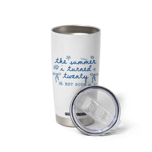 The Summer I Turned Thirty Funny 30th Birthday Est 1996 Tumbler Cup Summer Coastal Birthday Seashell Bow
