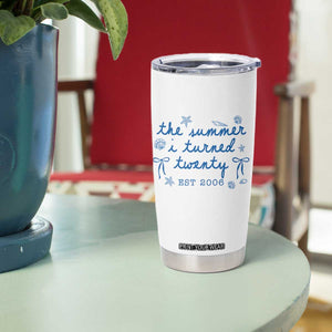 The Summer I Turned Thirty Funny 30th Birthday Est 1996 Tumbler Cup Summer Coastal Birthday Seashell Bow