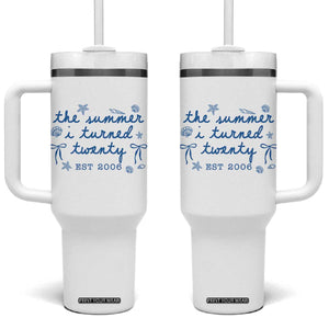 The Summer I Turned Thirty Funny 30th Birthday Est 1996 Tumbler With Handle Summer Coastal Birthday Seashell Bow
