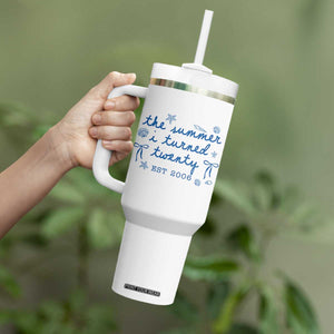 The Summer I Turned Thirty Funny 30th Birthday Est 1996 Tumbler With Handle Summer Coastal Birthday Seashell Bow