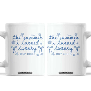 The Summer I Turned Thirty Funny 30th Birthday Est 1996 Coffee Mug Summer Coastal Birthday Seashell Bow