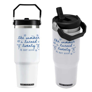 The Summer I Turned Thirty Funny 30th Birthday Est 1996 Flip Straw Tumbler Summer Coastal Birthday Seashell Bow