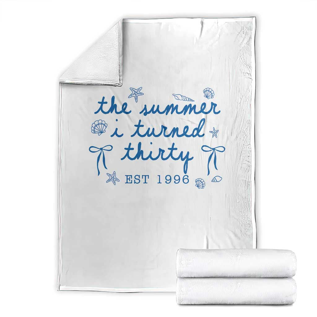 The Summer I Turned Twenty Funny 20th Birthday Est 2006 Throw Blanket Summer Coastal Birthday Seashell Bow TS11 White Print Your Wear