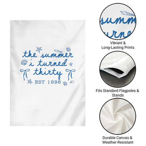 The Summer I Turned Twenty Funny 20th Birthday Est 2006 Garden Flag Summer Coastal Birthday Seashell Bow