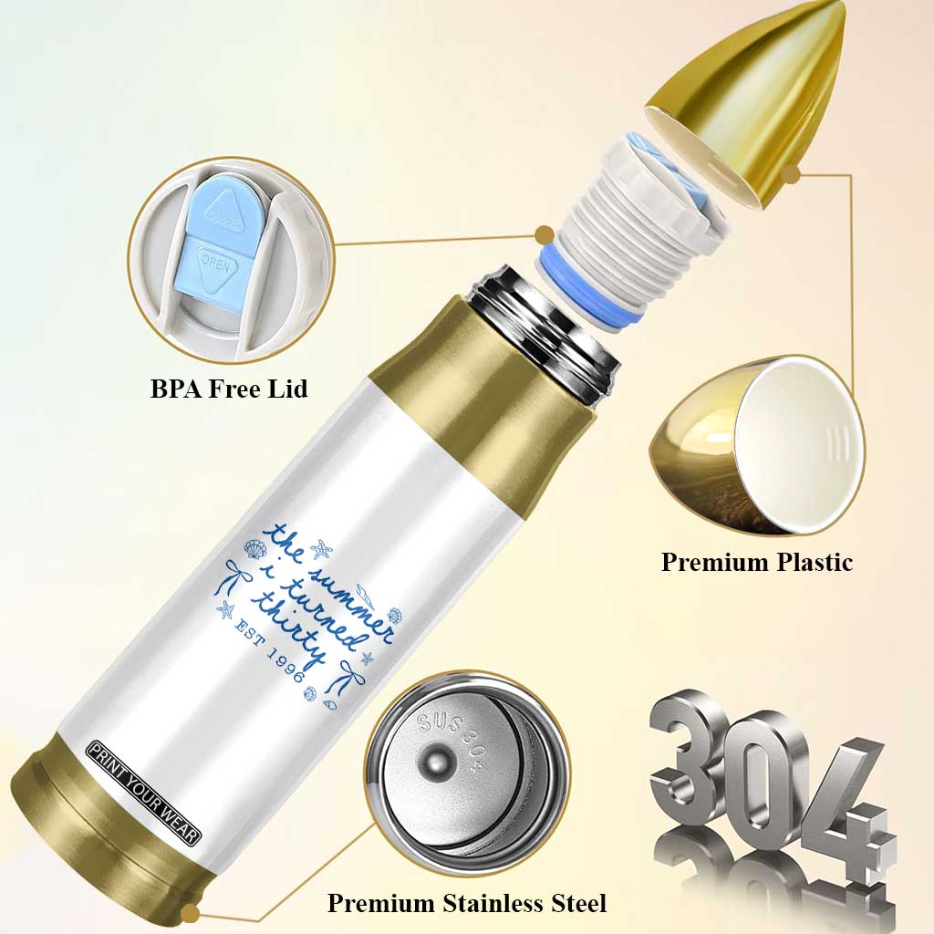 The Summer I Turned Twenty Funny 20th Birthday Est 2006 Bullet Tumbler Summer Coastal Birthday Seashell Bow