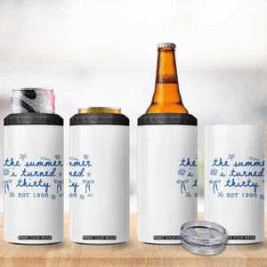 The Summer I Turned Twenty Funny 20th Birthday Est 2006 4 in 1 Can Cooler Tumbler Summer Coastal Birthday Seashell Bow