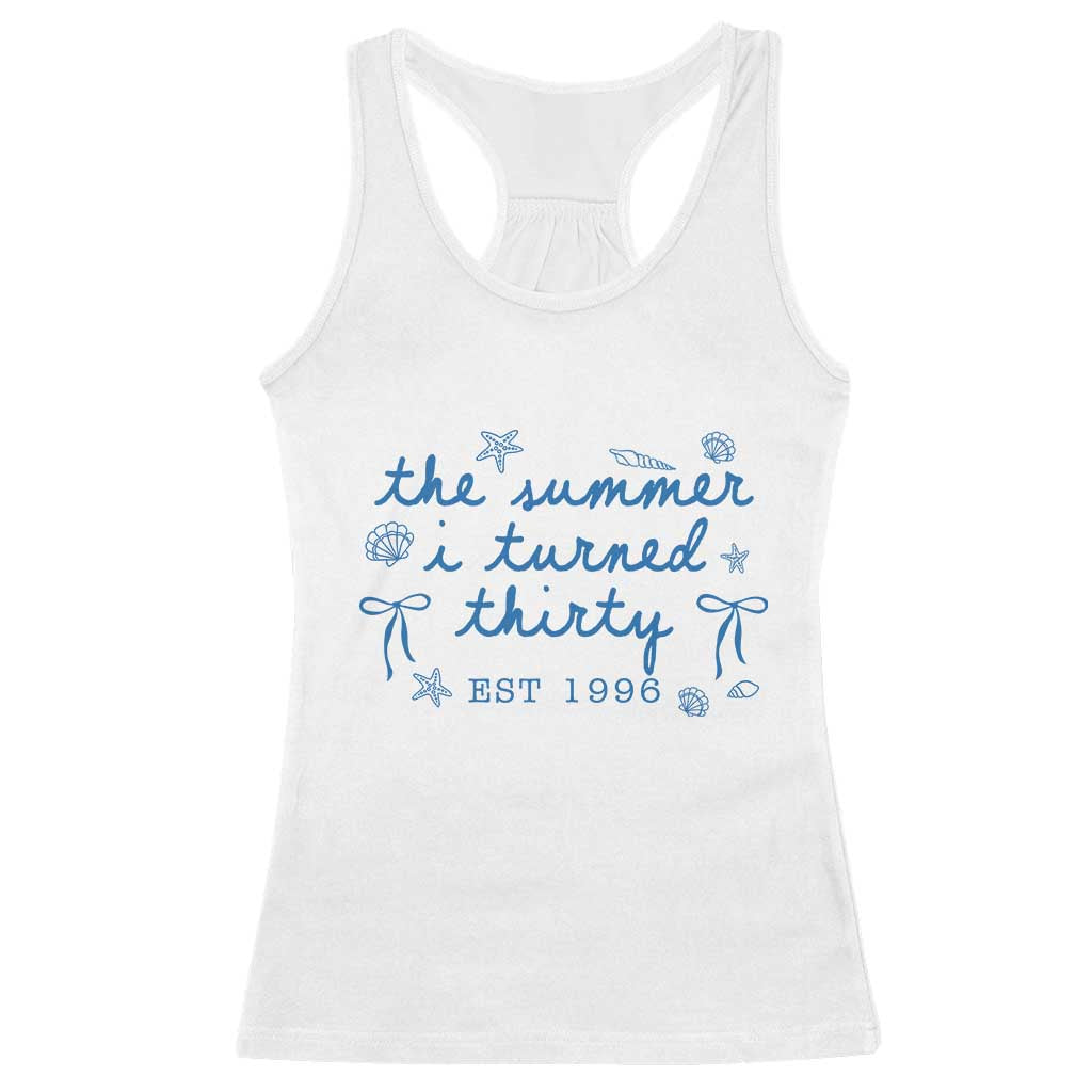 The Summer I Turned Twenty Funny 20th Birthday Est 2006 Racerback Tank Top Summer Coastal Birthday Seashell Bow TS11 White Print Your Wear