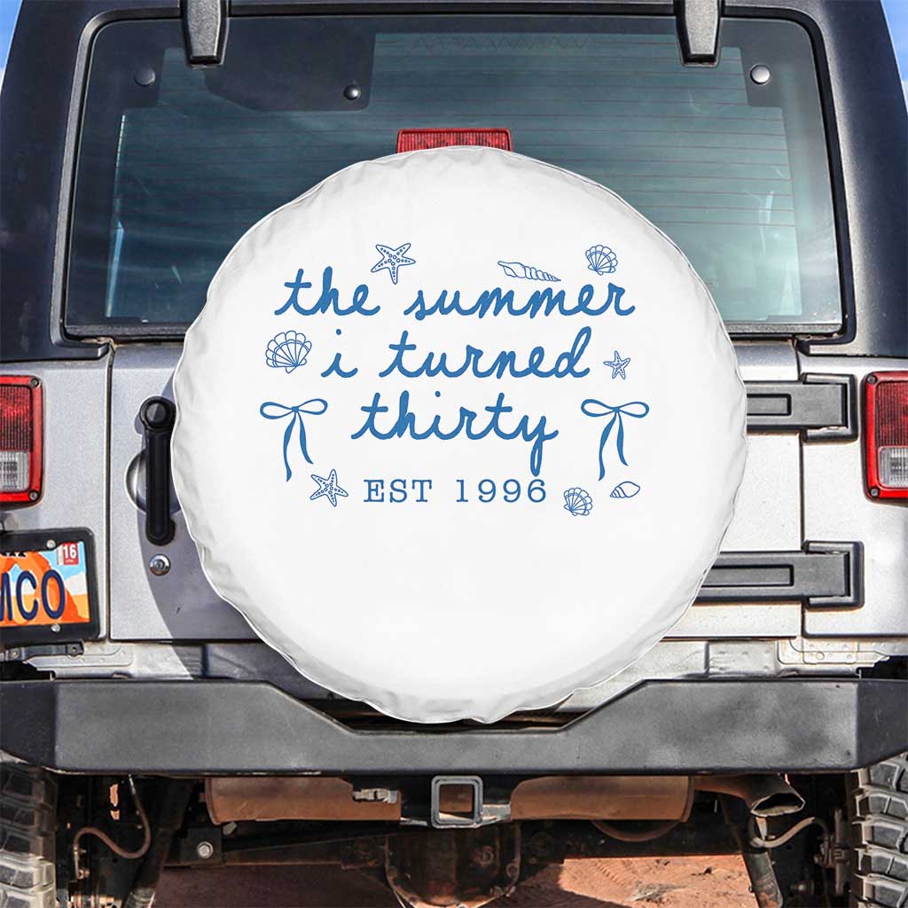 The Summer I Turned Twenty Funny 20th Birthday Est 2006 Spare Tire Cover Summer Coastal Birthday Seashell Bow TS11 No hole White Print Your Wear