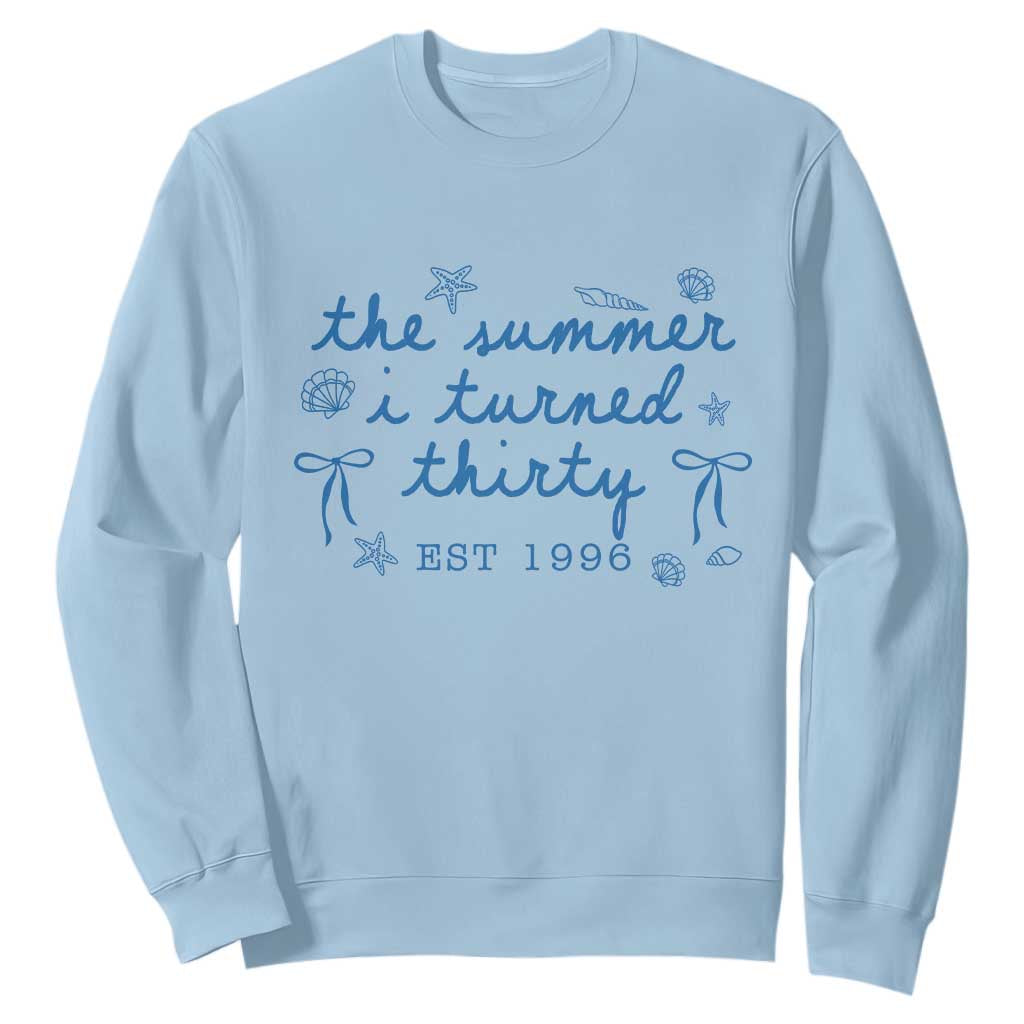 The Summer I Turned Twenty Funny 20th Birthday Est 2006 Sweatshirt Summer Coastal Birthday Seashell Bow