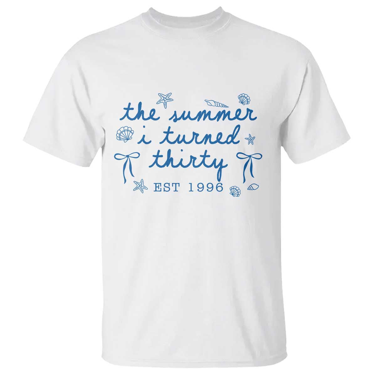 The Summer I Turned Twenty Funny 20th Birthday Est 2006 T Shirt Summer Coastal Birthday Seashell Bow TS11 White Print Your Wear