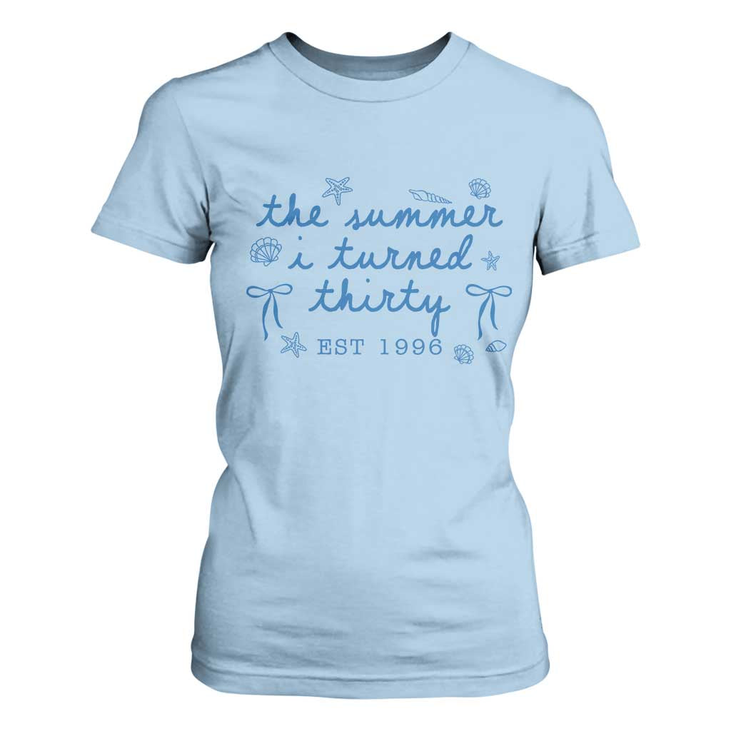 The Summer I Turned Twenty Funny 20th Birthday Est 2006 T Shirt For Women Summer Coastal Birthday Seashell Bow