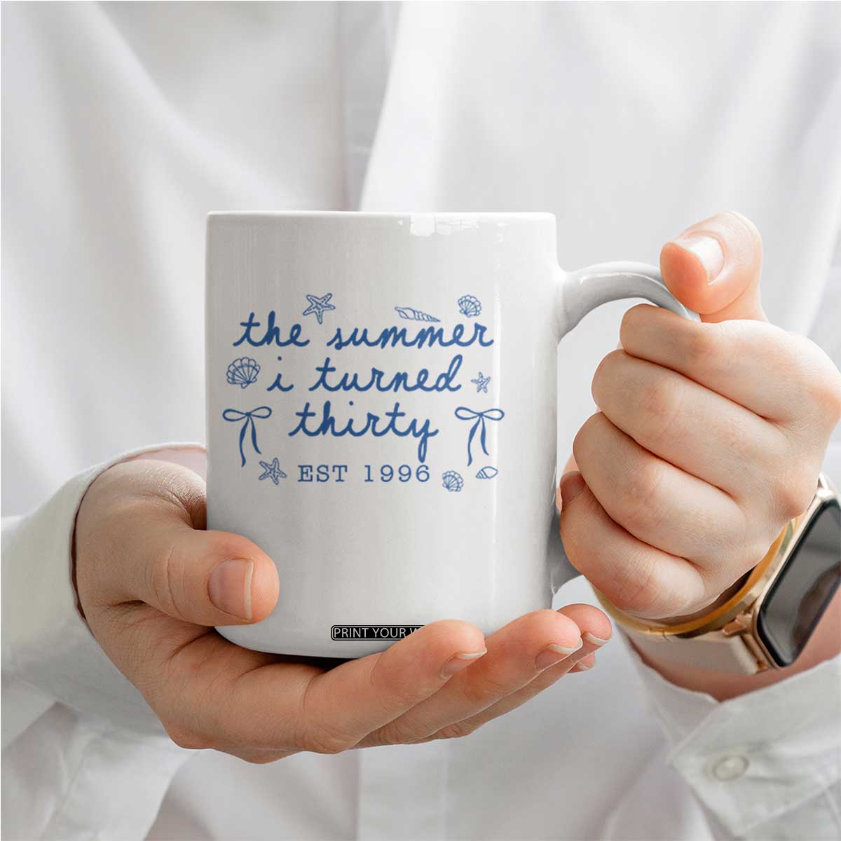 The Summer I Turned Twenty Funny 20th Birthday Est 2006 Coffee Mug Summer Coastal Birthday Seashell Bow