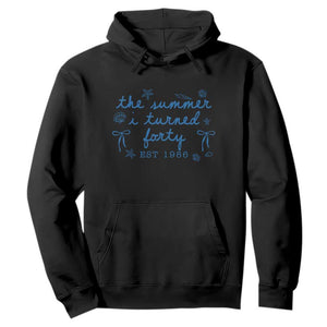 The Summer I Turned Forty Funny 40th Birthday Est 1986 Hoodie Summer Coastal Birthday Seashell Bow