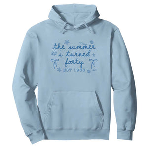 The Summer I Turned Forty Funny 40th Birthday Est 1986 Hoodie Summer Coastal Birthday Seashell Bow
