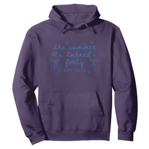 The Summer I Turned Forty Funny 40th Birthday Est 1986 Hoodie Summer Coastal Birthday Seashell Bow