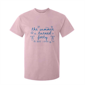The Summer I Turned Forty Funny 40th Birthday Est 1986 T Shirt For Kid Summer Coastal Birthday Seashell Bow