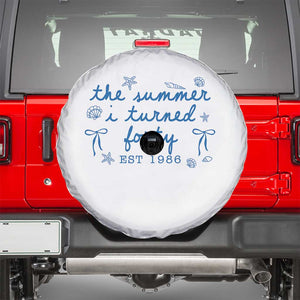 The Summer I Turned Forty Funny 40th Birthday Est 1986 Spare Tire Cover Summer Coastal Birthday Seashell Bow