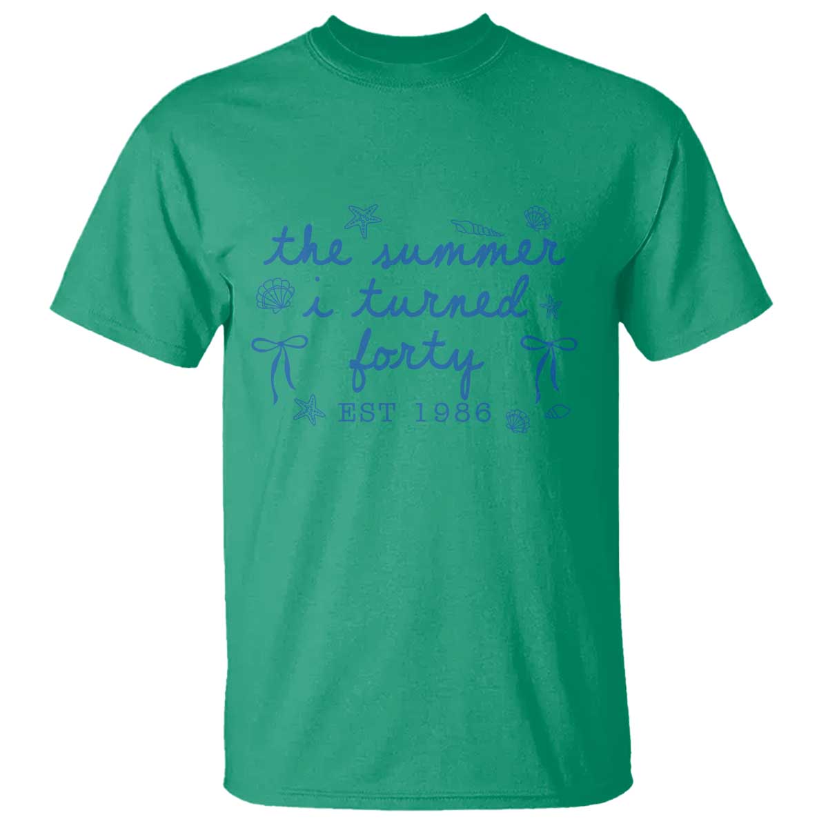 The Summer I Turned Forty Funny 40th Birthday Est 1986 T Shirt Summer Coastal Birthday Seashell Bow