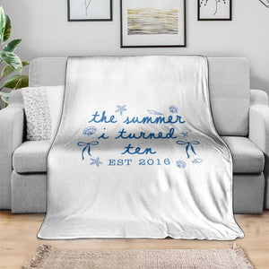 The Summer I Turned Ten Funny 10th Birthday Est 2016 Throw Blanket Summer Coastal Birthday Seashell Bow