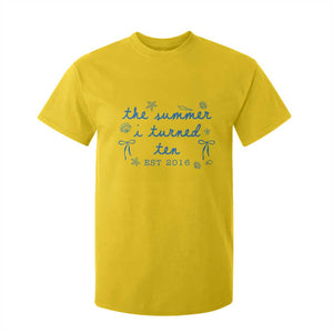 The Summer I Turned Ten Funny 10th Birthday Est 2016 T Shirt For Kid Summer Coastal Birthday Seashell Bow