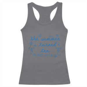 The Summer I Turned Ten Funny 10th Birthday Est 2016 Racerback Tank Top Summer Coastal Birthday Seashell Bow