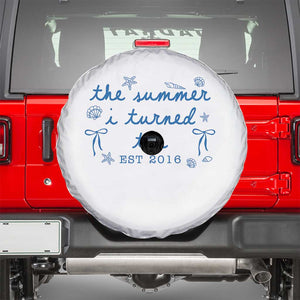 The Summer I Turned Ten Funny 10th Birthday Est 2016 Spare Tire Cover Summer Coastal Birthday Seashell Bow