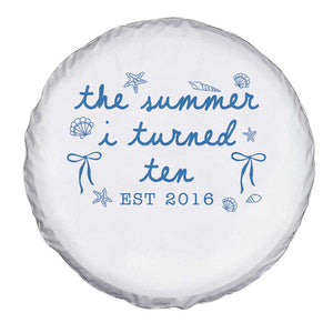 The Summer I Turned Ten Funny 10th Birthday Est 2016 Spare Tire Cover Summer Coastal Birthday Seashell Bow