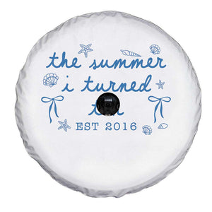 The Summer I Turned Ten Funny 10th Birthday Est 2016 Spare Tire Cover Summer Coastal Birthday Seashell Bow