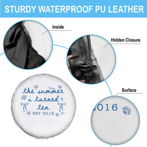 The Summer I Turned Ten Funny 10th Birthday Est 2016 Spare Tire Cover Summer Coastal Birthday Seashell Bow