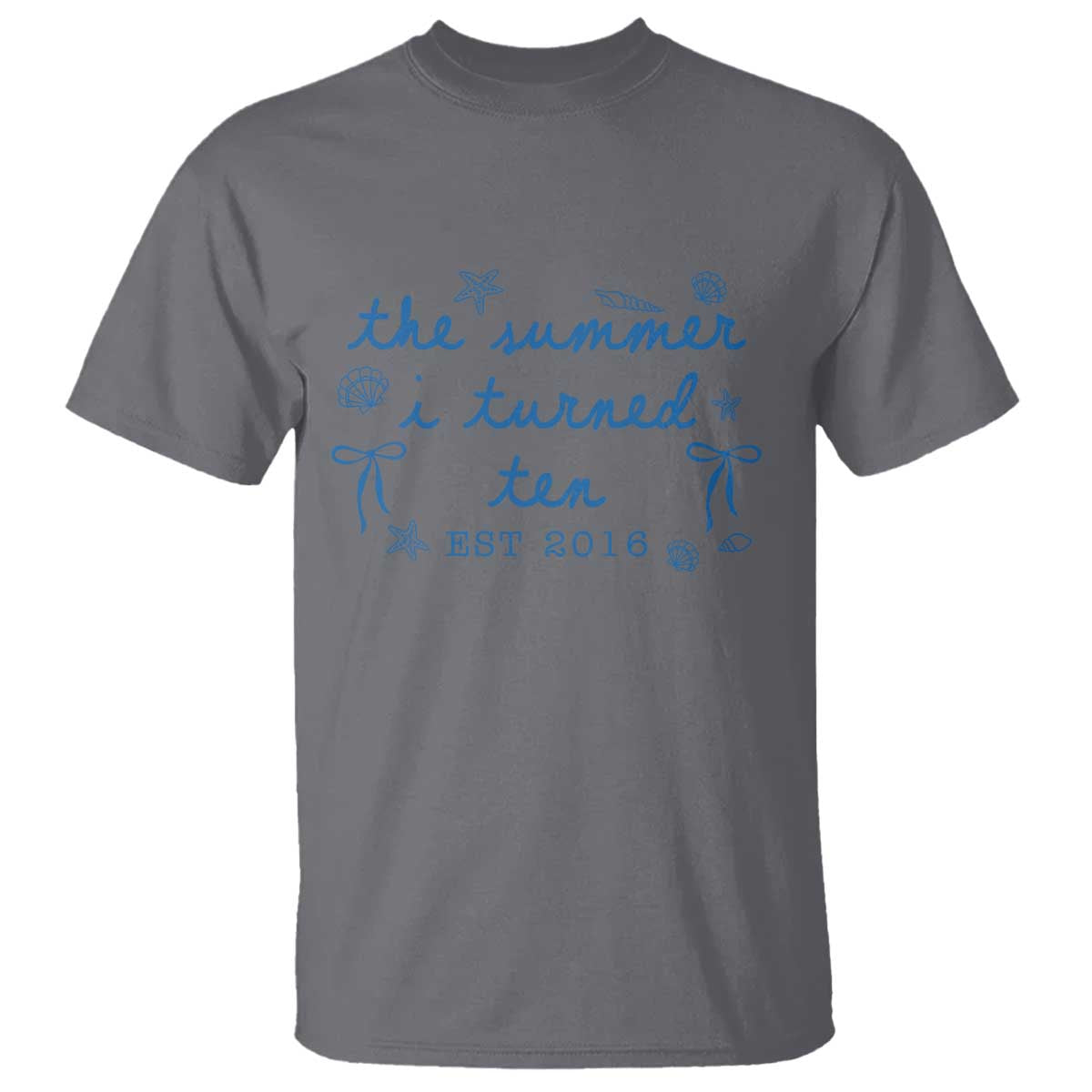 The Summer I Turned Ten Funny 10th Birthday Est 2016 T Shirt Summer Coastal Birthday Seashell Bow
